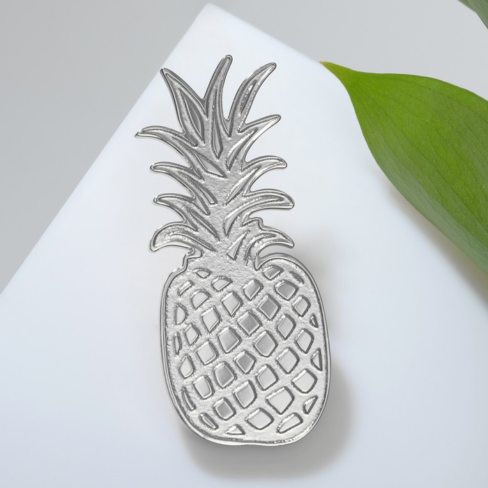 Брошь «Ананас» орнамент, цвет серебро - Фото 1