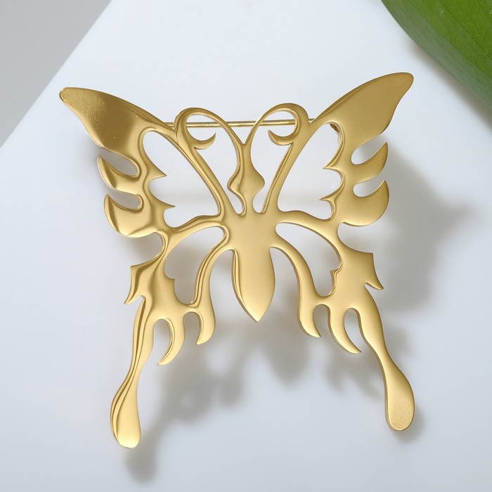 Брошь "Бабочка" орнамент, цвет золото