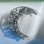 Брошь «Полумесяц» со звёздами, цвет синий в серебре - Фото 2