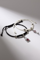 Браслеты парные «Неразлучники» ключик с замком, чёрно-белые, d=7 см - Фото 3