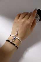 Браслеты парные «Неразлучники» ключик с замком, чёрно-белые, d=7 см - Фото 2