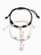 Браслеты парные «Неразлучники» зайчата с бантиками, цвет чёрно-белый, 7 см - Фото 1