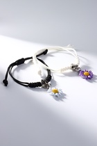 Браслеты парные «Неразлучники» ромашки с замочками, цветные, 7 см - фото 31572122