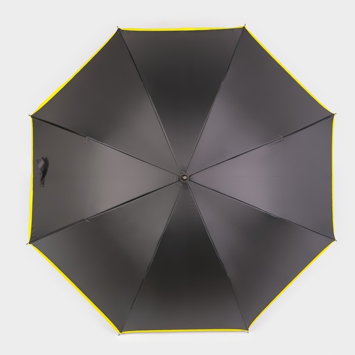 Зонт - трость полуавтоматический «Кант», эпонж, 8 спиц, R = 51 см, цвет чёрный/жёлтый - фото 1906011620