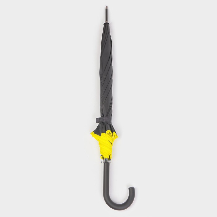 Зонт - трость полуавтоматический «Кант», эпонж, 8 спиц, R = 51 см, цвет чёрный/жёлтый - фото 1906011622
