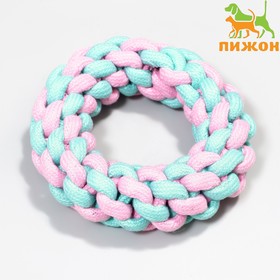 Игрушка канатная "Плетёное кольцо", до 15 см, до 160 г, розовая/мятная