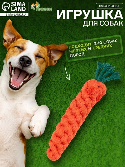 Игрушка канатная «Морковь», до 18 см, до 50 г, оранжевая