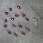 Гирлянда «Нить» 1.6 м с насадками «Фиолетовые шарики», IP20, серебристая нить, 15 LED, свечение белое, ААх2 - Фото 3