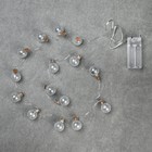 Гирлянда «Нить» 1.6 м с насадками «Шарики с белым конфетти», IP20, серебристая нить, 15 LED, свечение белое, ААх2 - Фото 3