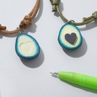 Набор 3 предмета: 2 браслета, ручка «Неразлучники» авокадо, цвет зелёно-оранжевый, 5 см - фото 9924293
