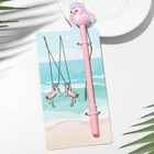 Набор 3 предмета: 2 кулона, ручка "Неразлучники" фламинго, цвет розовый, 44см - фото 9784338