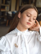 Брошь «Нота. Скрипичный ключ», белая в золоте - Фото 2