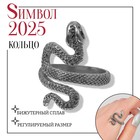 Новый год! Символ года 2025! Кольцо «Змея» изогнутая, цвет чернёное серебро, безразмерное 7790026 - фото 4129397