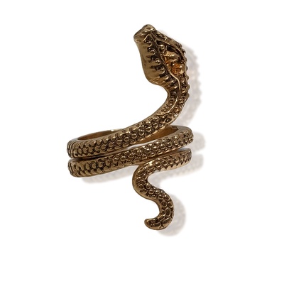 Кольцо «Змея» два глаза, цвет чернёное золото, безразмерное