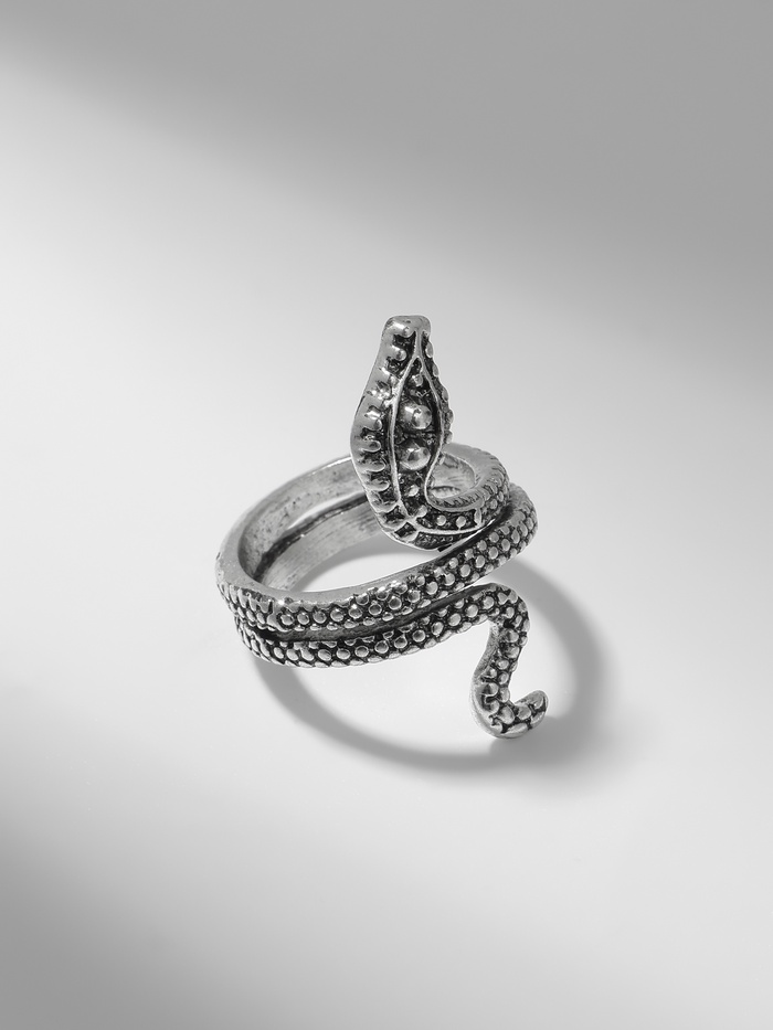 Кольцо «Змея» два глаза, цвет чернёное серебро, безразмерное - Фото 1
