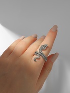 Кольцо «Змея» два глаза, цвет чернёное серебро, безразмерное - Фото 2