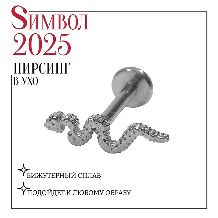 

Пирсинг в ухо (хеликс) «Змея», L=1 см, цвет серебро