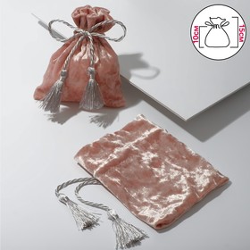 Мешочек подарочный бархатный с кисточкой, 10*12см, цвет розовый