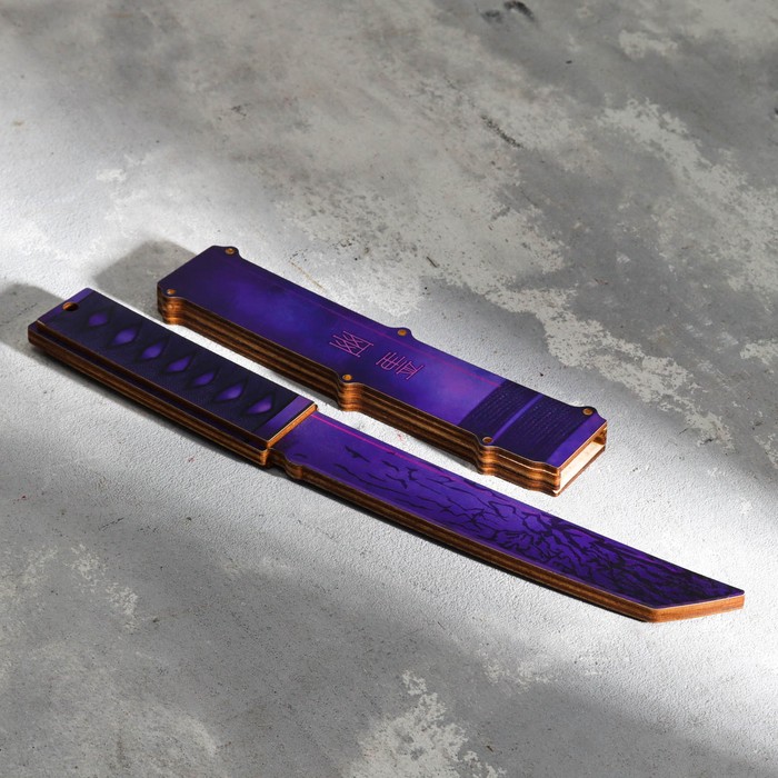 Сувенир деревянный "Нож танто" фиолет - фото 1906011744