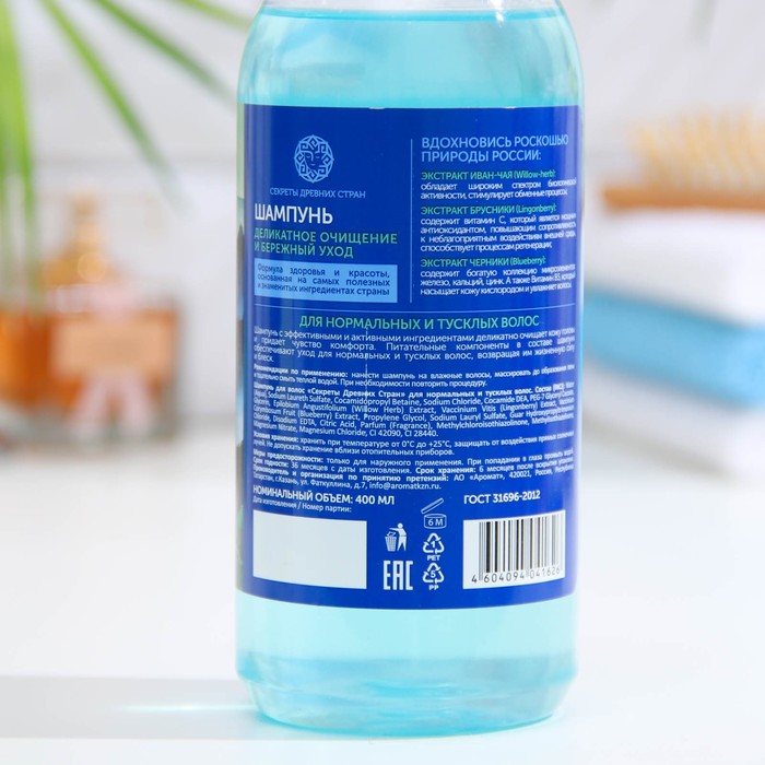 Шампунь для волос «Секреты древних стран» для нормальных и тусклых волос, 400 мл 28771