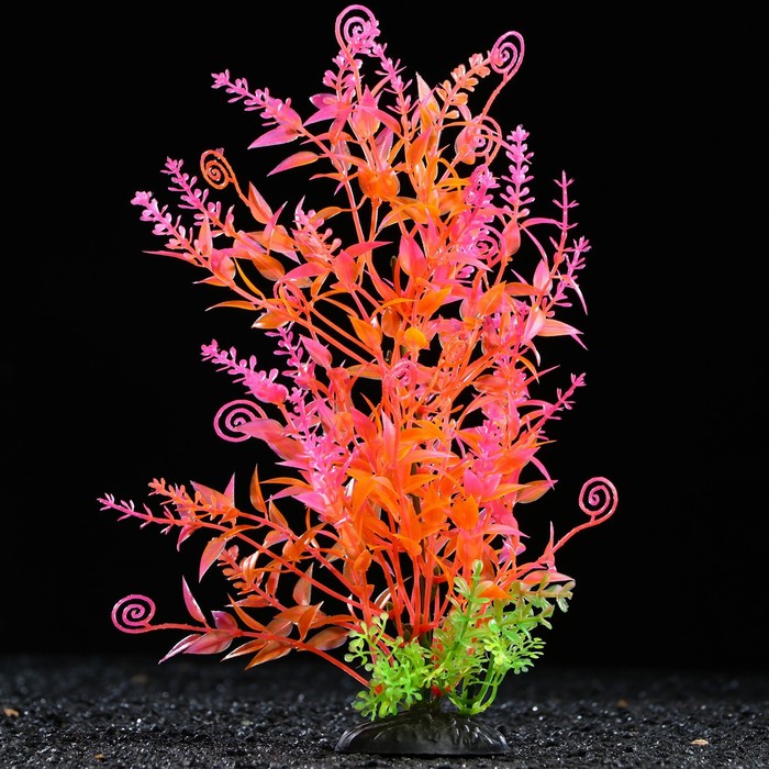 Растение искусственное аквариумное, 6 х 24 см, оранжевое - Фото 1