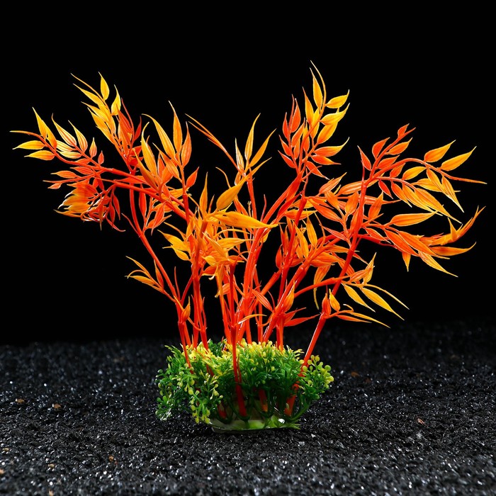 Растение искусственное аквариумное, 22 см, оранжевое - Фото 1