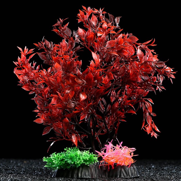 Растение искусственное аквариумное, 25 см, красно-зелёное - Фото 1