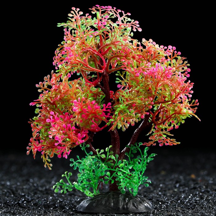 Растение искусственное аквариумное, 15 см, красно-зелёное - Фото 1