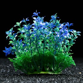 Растение искусственное аквариумное, 15 см, сине-зелёное