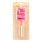 Свеча в торт на шпажке «Грань», цифра 5, 5 см, розовая - Фото 4