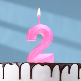 Свеча в торт на шпажке «Грань», цифра "2", 5 см, розовая