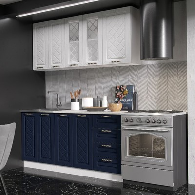 Кухня прямая «Агава», со столешницей, 1600×600 мм, цвет акация белая/сапфир