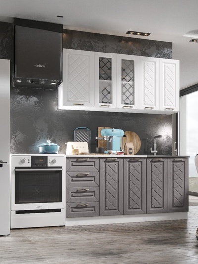 Кухня прямая «Агава», со столешницей, 1600×600 мм, цвет акация белая/трюфель