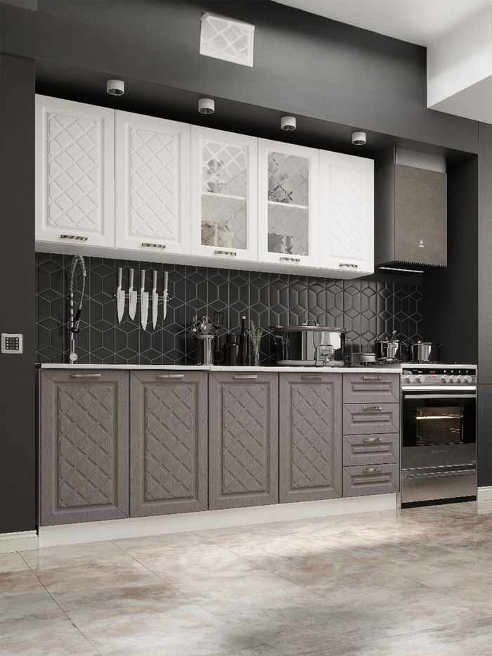 Кухня прямая «Агава», 2000×600 мм, цвет акация белая/трюфель - Фото 1