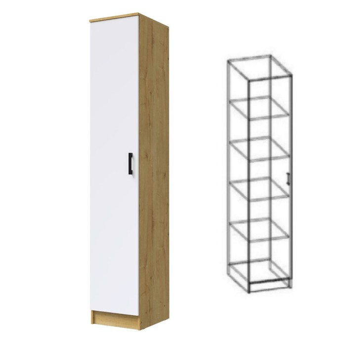 Шкаф – пенал «Соло», 400×490×2200 мм, цвет дуб вотан/белый - Фото 1