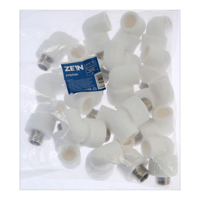 ЕОНК - Уголок ZEIN, полипропиленовый, 90°, наружная резьба, d=20 мм х 1 ...