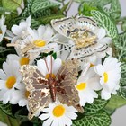 Бабочки для декора и флористики, на прищепке, пластиковые, золотистые, микс, 5 см и 8 см - фото 11790603