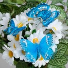 Набор бабочек для декора и флористики, на прищепке, пластиковый, синий, 6шт.,5 см, 8 см и 12 см - фото 6618849
