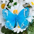 Набор бабочек для декора и флористики, на прищепке, пластиковый, синий, 6шт.,5 см, 8 см и 12 см - фото 6618850