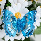 Набор бабочек для декора и флористики, на прищепке, пластиковый, синий, 6шт.,5 см, 8 см и 12 см - фото 6618852