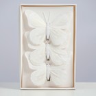 Бабочка для декора и флористики, на прищепке, пластиковая, белая, 1 шт., 12 см - Фото 4