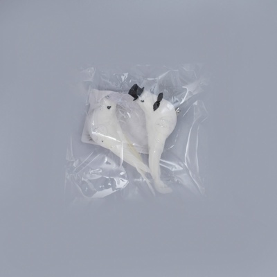 Набор птичек для декора и флористики, на прищепке, пластиковая, белый, 2 шт., 13×3×3 см