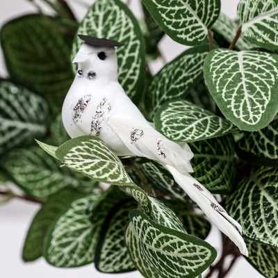 Набор птичек для декора и флористики, на прищепке, пластиковая, белый, 2 шт., 13×3×3 см