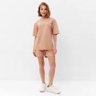 Костюм женский (футболка, шорты) MINAKU: Casual collection цвет песочный, размер 44 - Фото 2