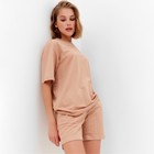 Костюм женский (футболка, шорты) MINAKU: Casual collection цвет песочный, размер 44 - Фото 5