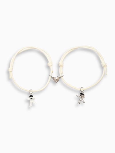 Браслеты парные «Неразлучники. Космонавты», 2 шт. на магните, белые, d=8 см