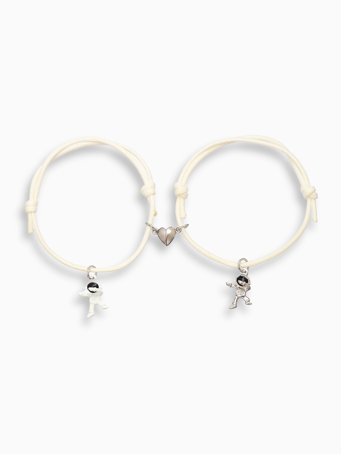 Браслеты парные «Неразлучники. Космонавты», 2 шт. на магните, белые, d=8 см - Фото 1