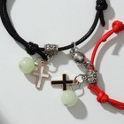 Браслеты «Неразлучники» на магните, шары фосфорные, крестик, цвет чёрно-красный, 6 см - Фото 4
