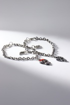 Браслеты парные «Неразлучники» м+ж с дельфинами, чёрно-красные в серебре, L=17 см - Фото 3