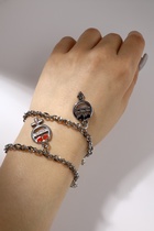 Браслеты парные «Неразлучники» м+ж с дельфинами, чёрно-красные в серебре, L=17 см - Фото 2